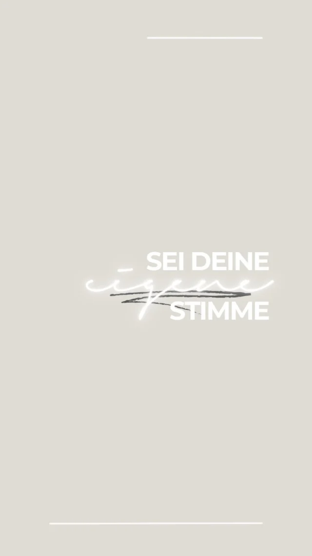 [deins] Sei deine eigene Stimme, kein Echo von jemand anderem ❤️

Ich denke, das sagt schon alles 🙏